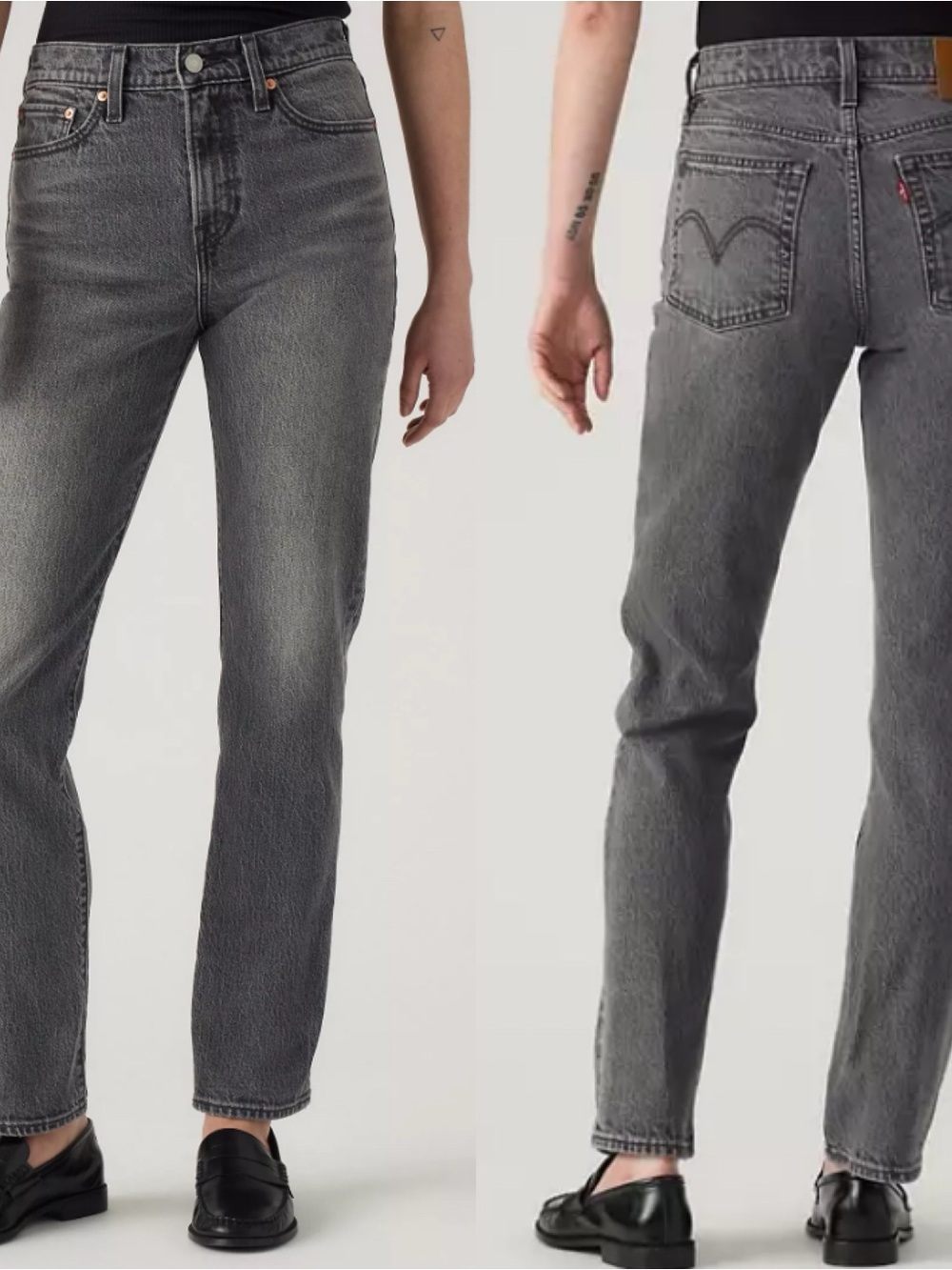 Levi's women's Wedgie Straight Leg Jeans Washed Gray Levis Denim Pants Casual